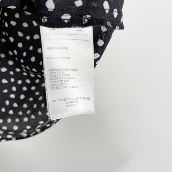 Laundry by Shelli Segal Medium Black White Abstract Polka Dot Twist Wrap Blouse - Picture 10 of 11